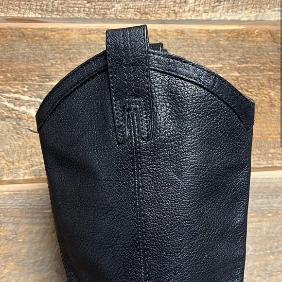 Frye Carson Pull On Black Leather Southern Western Cowgirl Festival Boots 11 - Picture 2 of 13